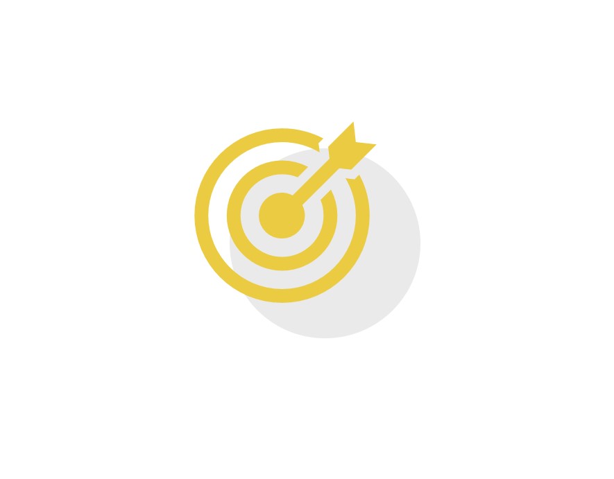 yellow icon of arrow in the center of bullseye target
