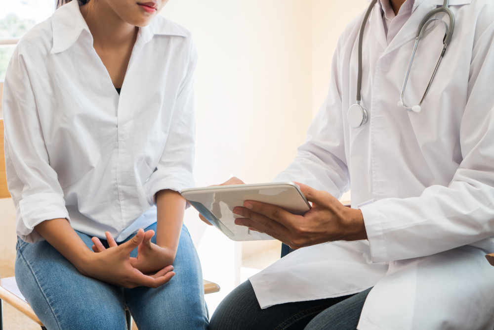 Woman at doctor's office