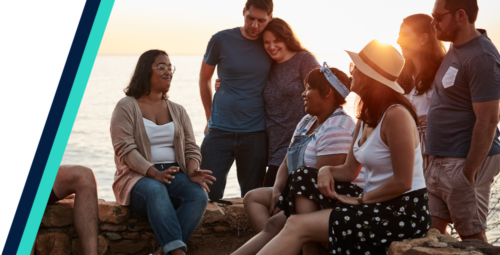 Woman sharing her story with friends