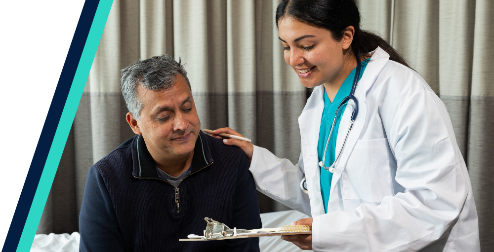 Doctor supporting patient