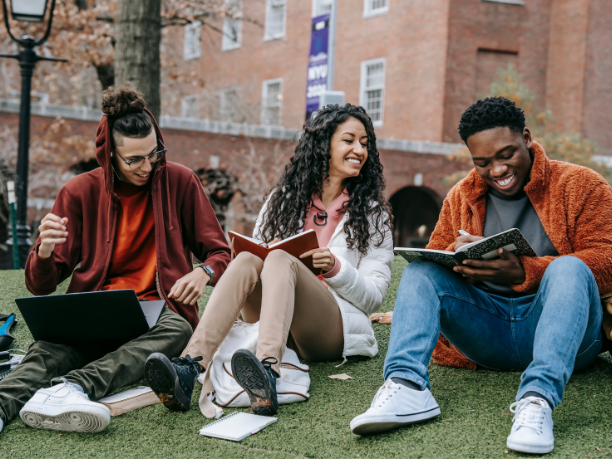 friends hanging out together on campus