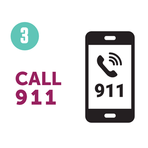 A minimalist drawing encouraging people to call 911 